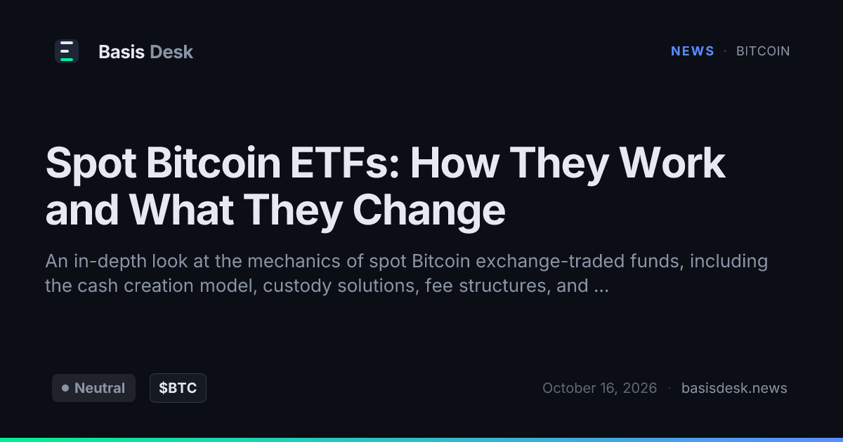 Spot Bitcoin ETFs Explained: Mechanics, Custody, and Fees · Basis Desk